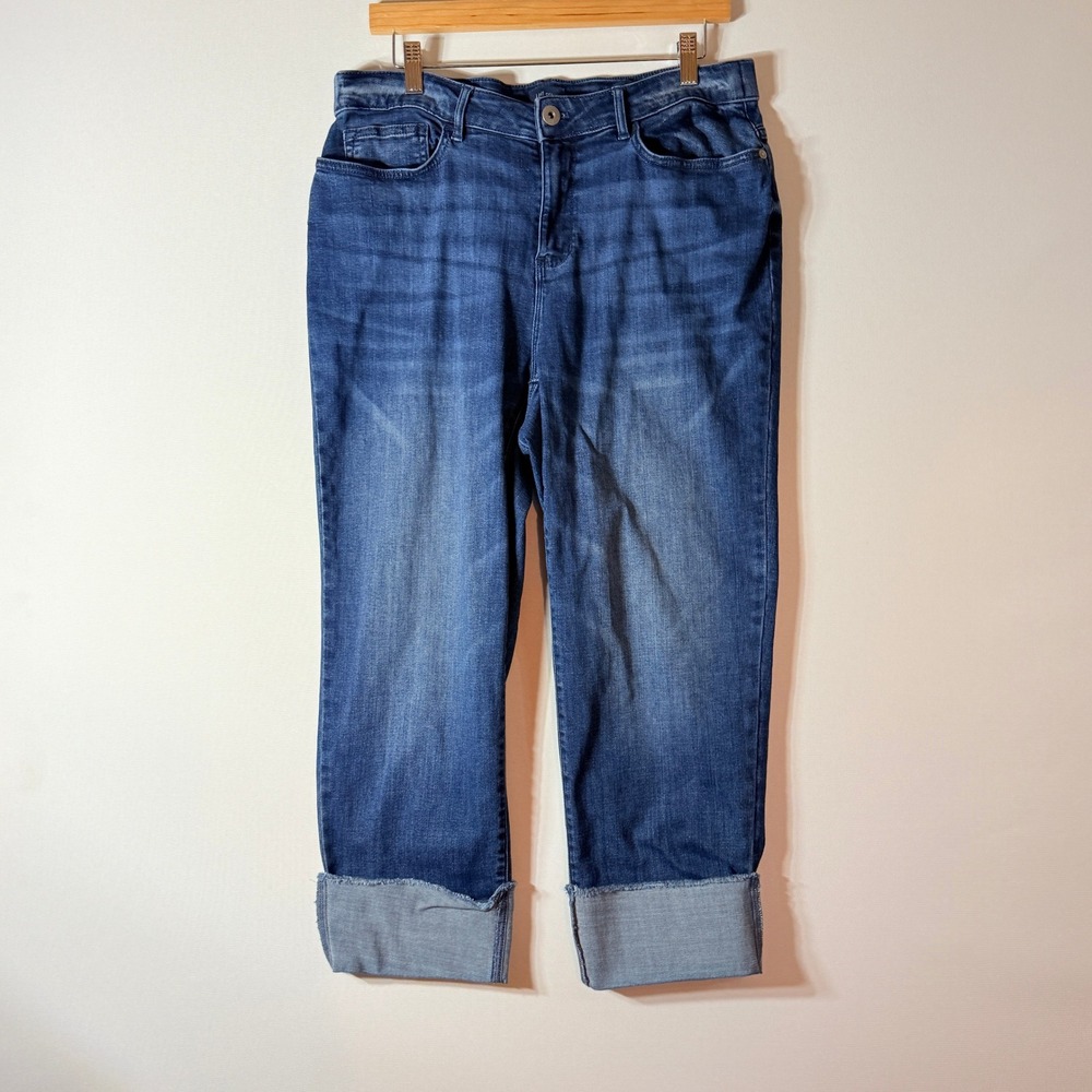 J. Jill Denim Raw Hem Jeans Womens 16 Petite Cuffed Coastal Preppy Beachy Comfy
